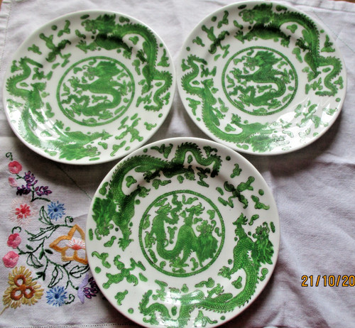Antico piatto drago - antico, verde