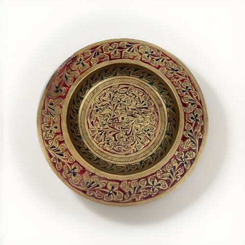Antique etched brass plate - antique,